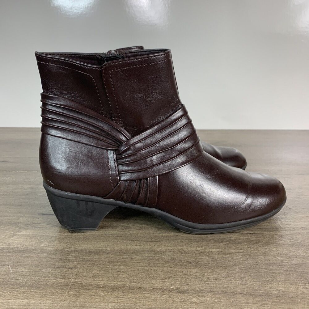 Comfort Plus Predictions Womens Ankle Boots Sz 9 Brown Round Toe 2" Heel Brown